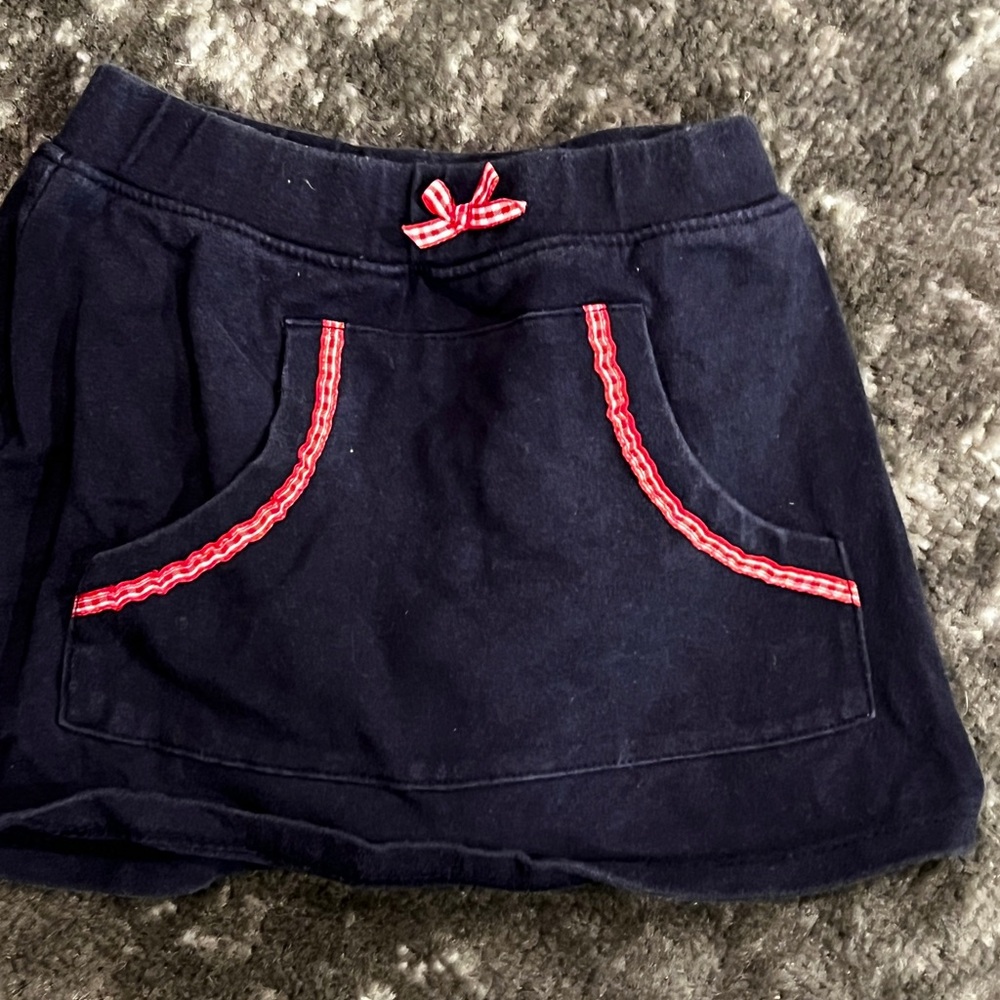 Navy Blue Kids Skirt with Red Accents